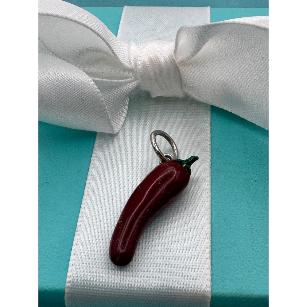Tiffany & Co Paloma Picasso Sterling Silver Red Enamel Chili Pepper Charm AG925